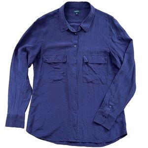 Babaton Deep Purple 100% Silk Button Down Blouse